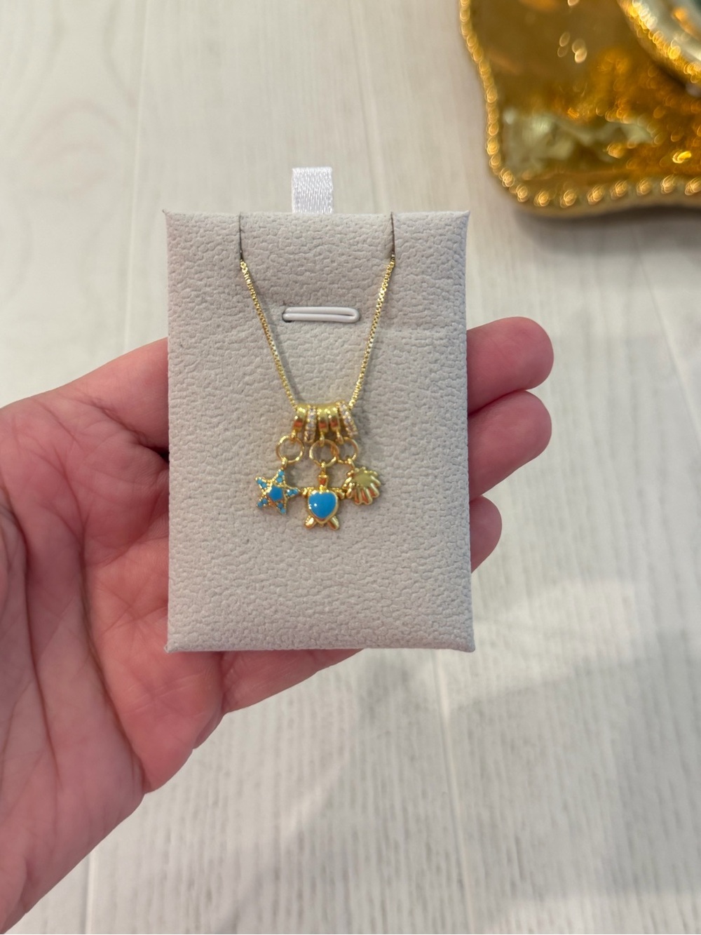 Gold-Plated Necklace with Turquoise Charms